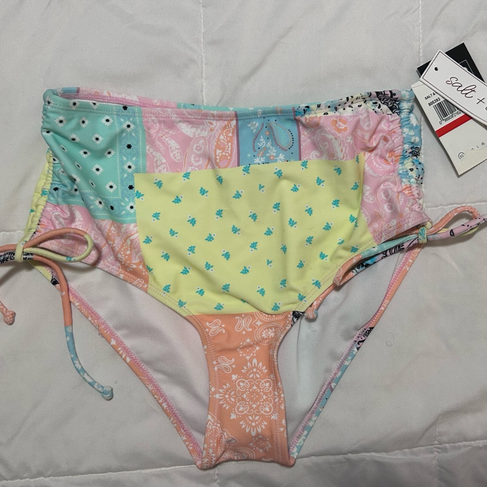 Salt + Cove Pastel Patchwork Bikini Bottoms - Yellow, Mint, Peach, Pink, Blue